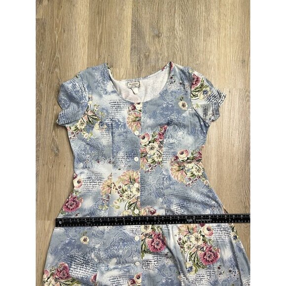 Romantic Y2K Dress Floral Large Blue Button Front Grunge Midi Cottagecore LOT - Picture 16 of 16